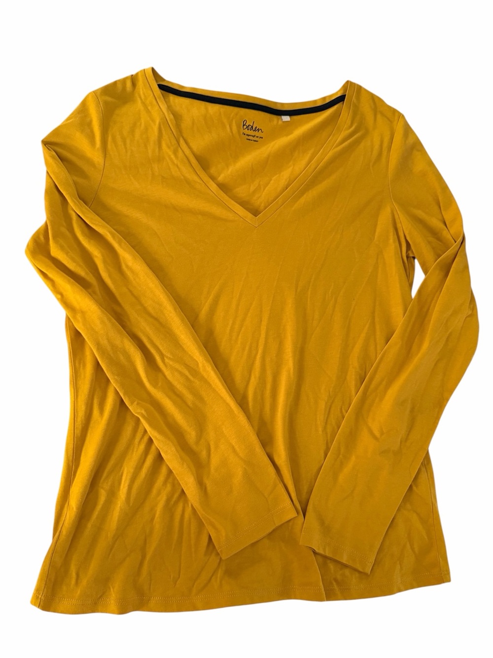 Boden Women's V-Neck Long Sleeve Top — Yellow